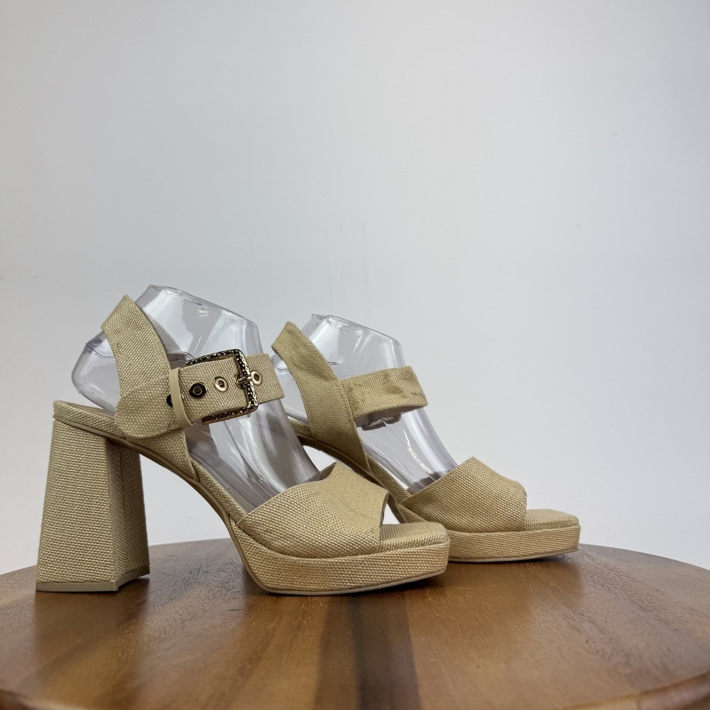 New Womens Dolce Vita Bobby Beige Raffia‎ Platfrom Heeled Sandals Size 9 M NWOB